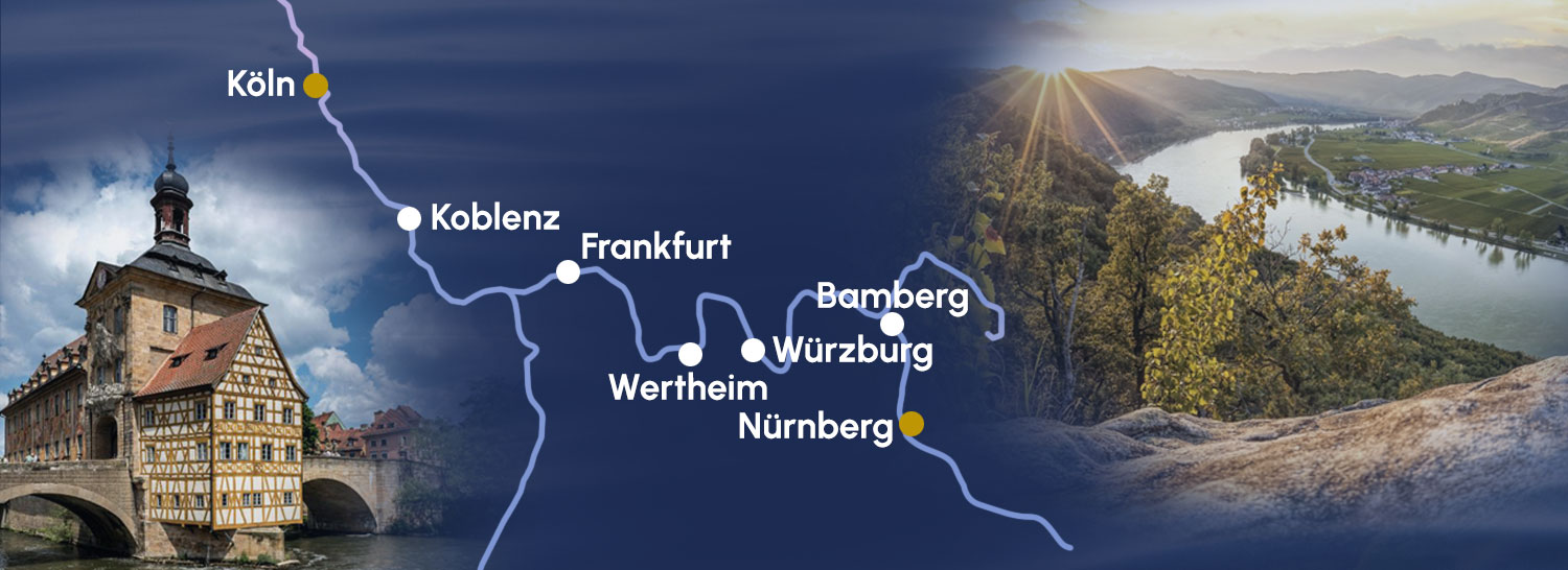 Flusskreuzfahrt Rhein Main - Reiseverlauf Karte