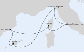 Routenkarte der AIDAcosma